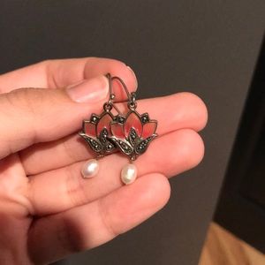 Pink flower earrings